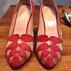 Christian Louboutin suede cutout pumps
